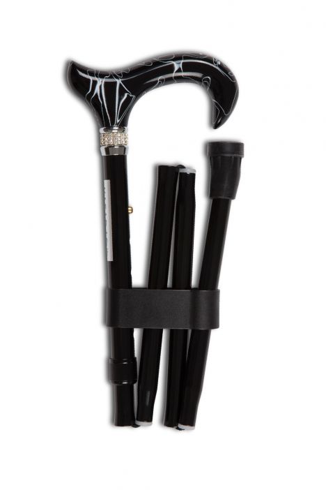 11863-11864 Taşlı Katlanır Baston Siyah / Black