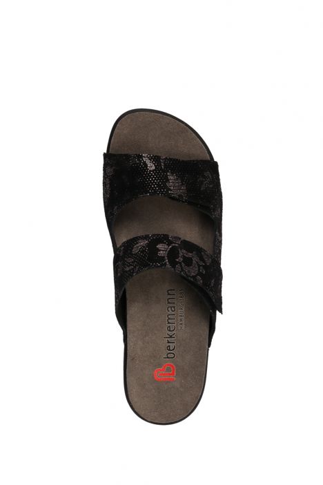 1201 Berkemann Kadın Topuklu Anatomik Terlik 3.0-7.5 Black/Bronze Ornament - Leder - 978