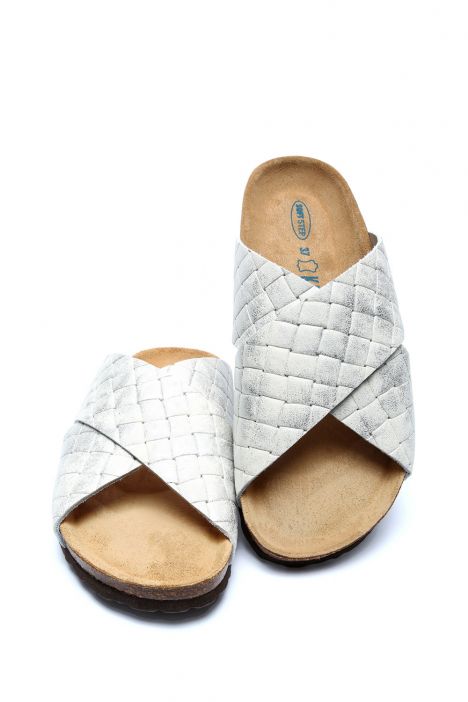 12062 Ch-Kifidis Soft Step Kadın Çapraz Bantlı Mantar Terlik 36-41 Silver