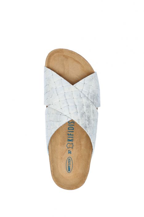 12062 Ch-Kifidis Soft Step Kadın Çapraz Bantlı Mantar Terlik 36-41 Silver