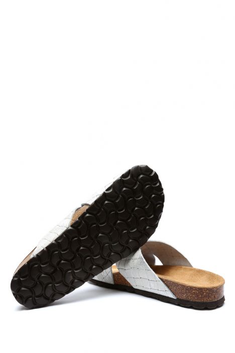 12062 Ch-Kifidis Soft Step Kadın Çapraz Bantlı Mantar Terlik 36-41 Silver