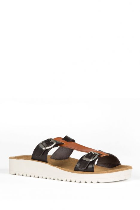 12102 Ch-Kifidis Kadın Terlik 36-41 Cuoio-Black