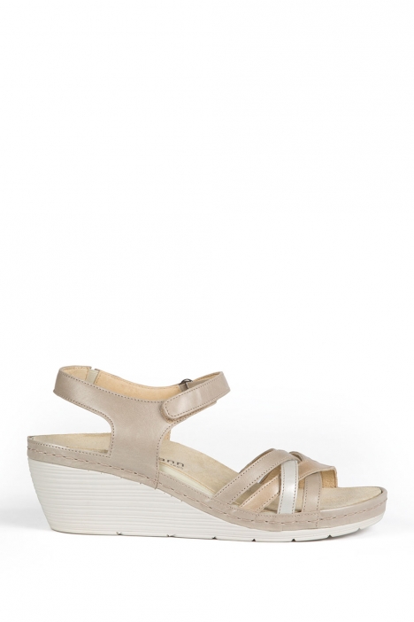 1221 Berkemann Kadın Anatomik Deri Sandalet 3-8,5 Br./Beige/Silver Perlato - 431