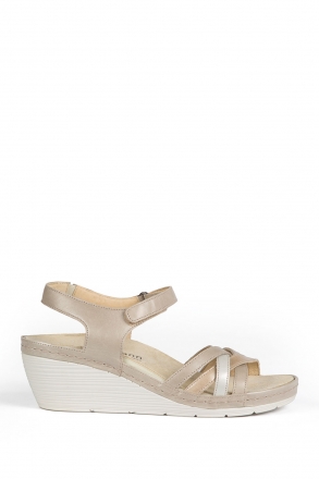 1221 Berkemann Kadın Anatomik Deri Sandalet 3-8,5 Br./Beige/Silver Perlato - 431