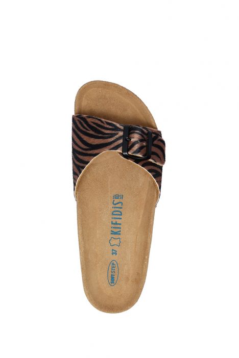 12726 Ch-Kifidis Soft Step Kadın Tek Bantlı Mantar Terlik 36-41 Zebra
