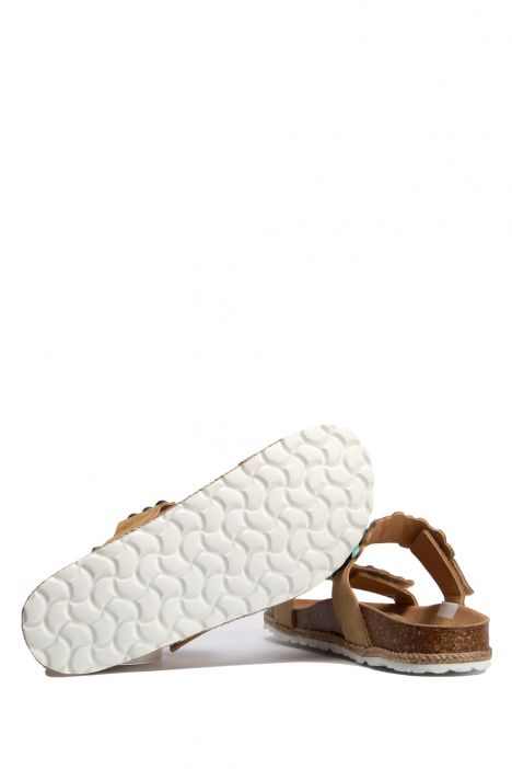 13335 Ch-Kifidis Kadın Terlik 36-41 Bej-Mavi / Beige-Blue