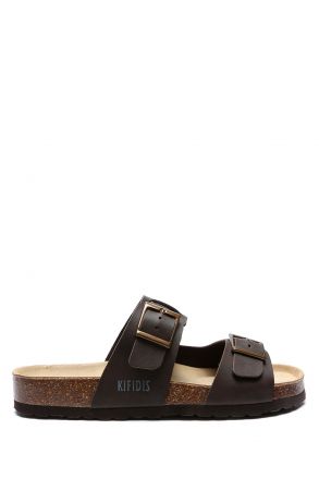 13471 Ch-Kifidis Soft Step Erkek Çift Bantlı Mantar Terlik 41-46 Brown/Kahverengi