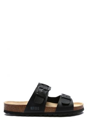 13471 Ch-Kifidis Soft Step Erkek Çift Bantlı Mantar Terlik 41-46 Black/Siyah