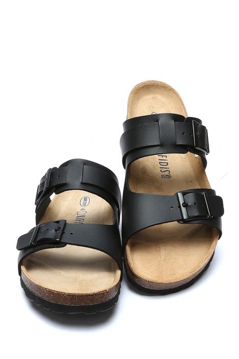 13471 Ch-Kifidis Soft Step Erkek Çift Bantlı Mantar Terlik 41-46 Black/Siyah
