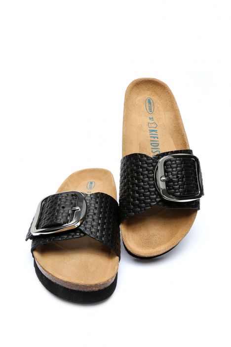 13751 Ch-Kifidis Soft Step Kadın Tek Bantlı Mantar Terlik 36-41 Black/Siyah
