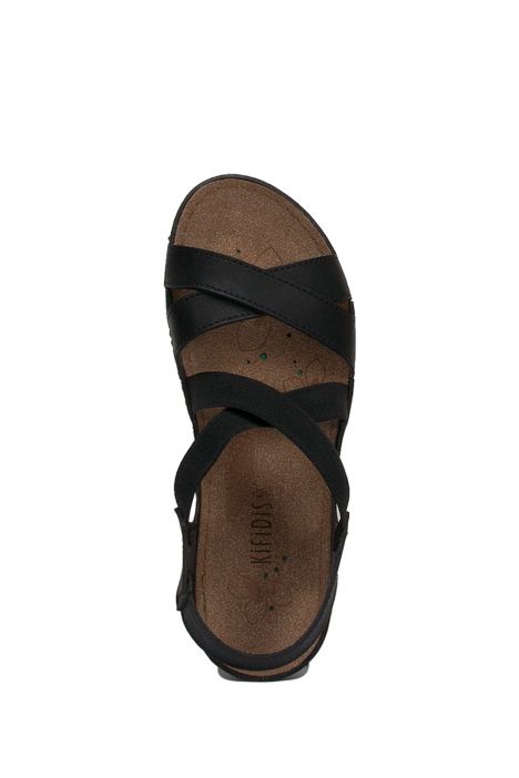 140741-SY Kifidis-Natura Kadın Çapraz Bantlı Sandalet 36-40 -BT Siyah - 50S