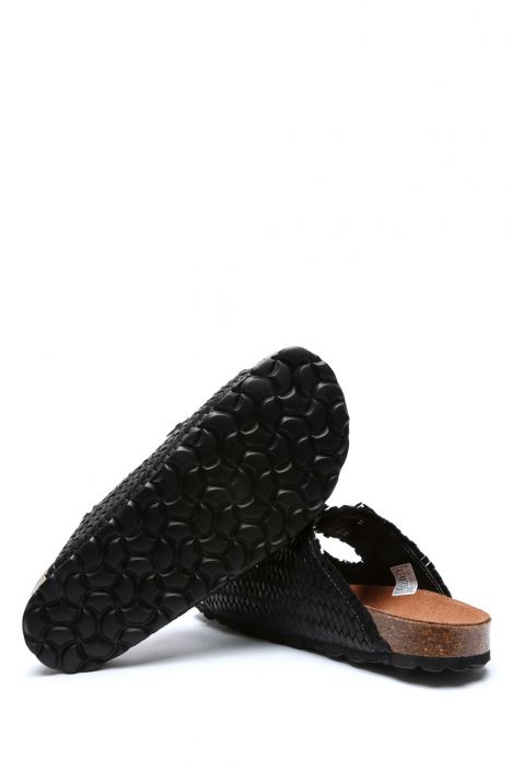 14128 Ch-Kifidis Soft Step Kadın Çift Bantlı Örme Mantar Terlik 36-41 Black/Siyah