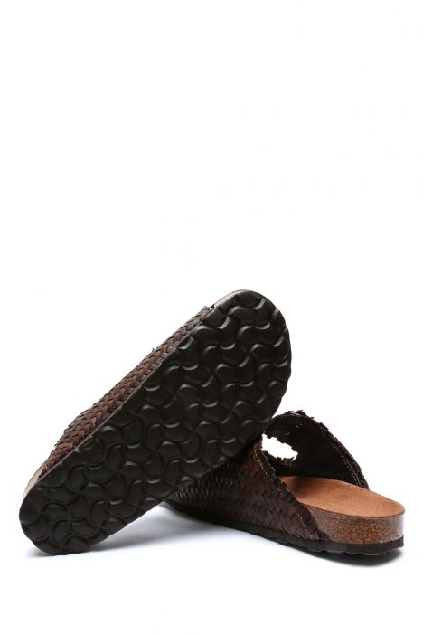 14128 Ch-Kifidis Soft Step Kadın Çift Bantlı Örme Mantar Terlik 36-41 Dk. Brown/Koyu Kahve