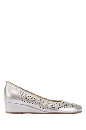 14334 Ara Shoes Kadın Dolgu Topuk Deri Ayakkabı 36-41 WEISS, GOLD - 07WG
