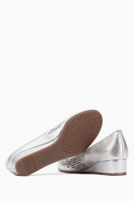 14334 Ara Shoes Kadın Dolgu Topuk Deri Ayakkabı 36-41 WEISS, GOLD - 07WG