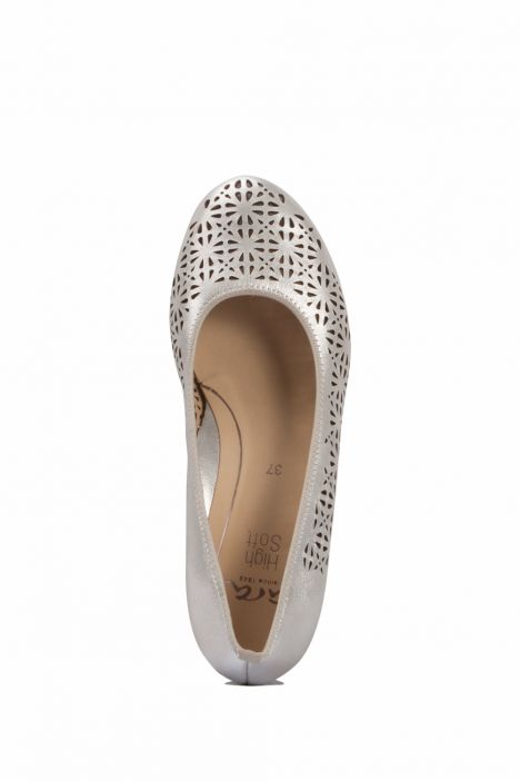 14334 Ara Shoes Kadın Dolgu Topuk Deri Ayakkabı 36-41 WEISS, GOLD - 07WG