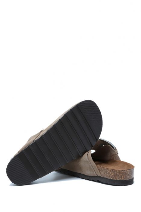 14444 Ch-Kifidis Soft Step Kadın Süet Deri Sabo Mantar Terlik 36-41 784-014 Sand/Koyu Vizon