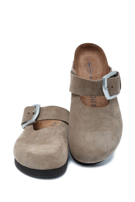 14444 Ch-Kifidis Soft Step Kadın Süet Deri Sabo Mantar Terlik 36-41 784-014 Sand/Koyu Vizon