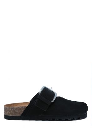 14444 Ch-Kifidis Soft Step Kadın Süet Deri Sabo Mantar Terlik 36-41 Black/Siyah