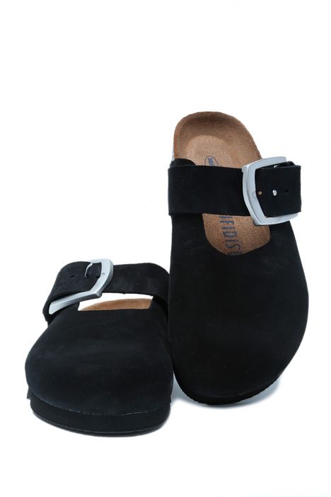 14444 Ch-Kifidis Soft Step Kadın Süet Deri Sabo Mantar Terlik 36-41 Black/Siyah
