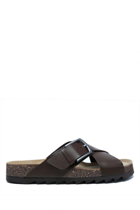 14591 Ch-Kifidis Soft Step Erkek Çapraz Bantlı Mantar Terlik 40-46 906-011 Dk Brown/Kahve