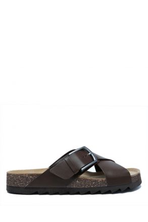 14591 Ch-Kifidis Soft Step Erkek Çapraz Bantlı Mantar Terlik 40-46 906-011 Dk Brown/Kahve
