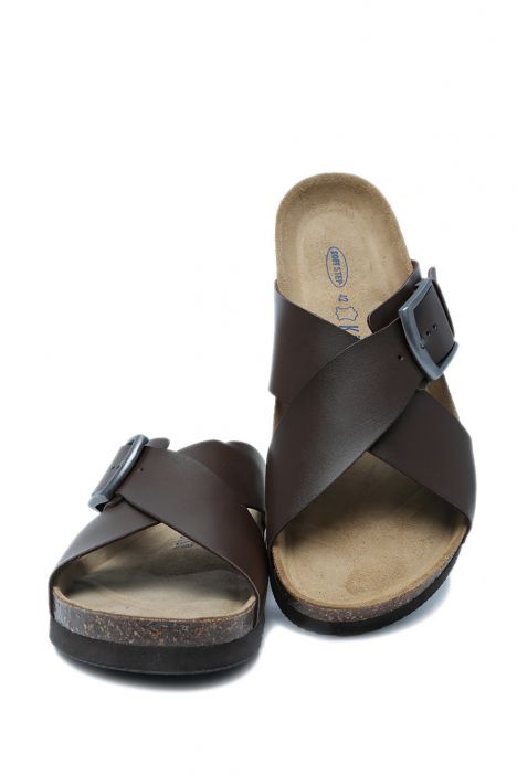 14591 Ch-Kifidis Soft Step Erkek Çapraz Bantlı Mantar Terlik 40-46 906-011 Dk Brown/Kahve