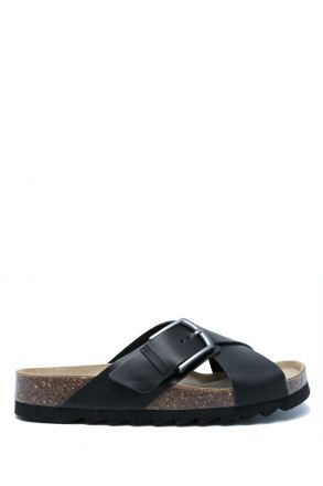 14591 Ch-Kifidis Soft Step Erkek Çapraz Bantlı Mantar Terlik 40-46 Black/Siyah