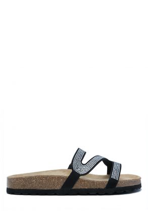 14596 Ch-Kifidis Soft Step Kadın Taşlı Mantar Terlik 36-41 507-001 Nero/Siyah