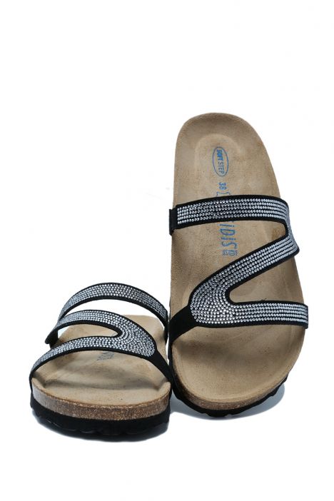 14596 Ch-Kifidis Soft Step Kadın Taşlı Mantar Terlik 36-41 507-001 Nero/Siyah