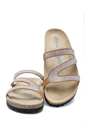 14596 Ch-Kifidis Soft Step Kadın Taşlı Mantar Terlik 36-41 507-012 Cuoio/Kahve