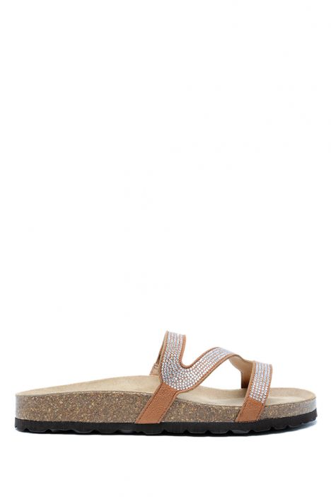 14596 Ch-Kifidis Soft Step Kadın Taşlı Mantar Terlik 36-41 507-012 Cuoio/Kahve