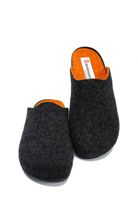1460 Berkemann Vivian Kadın Anatomik Keçe Terlik 3.0-8.5 Dark Gray/Orange - Bicolor Felt - 578