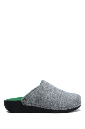 1460 Berkemann Vivian Kadın Anatomik Keçe Terlik 3.0-8.5 Light Gray/Green - Bicolor Felt - 590
