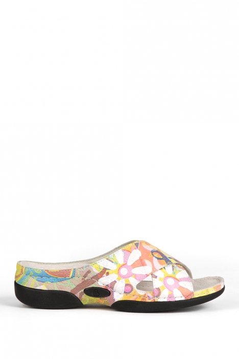 1511 Berkemann Kadın Anatomik Deri Terlik 3-8 Flowerpower Leder - 021