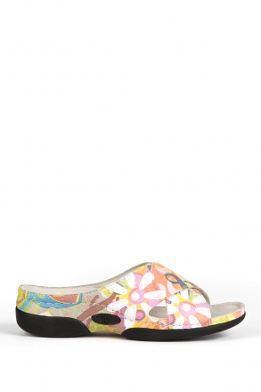1511 Berkemann Kadın Anatomik Deri Terlik 3-8 Flowerpower Leder - 021