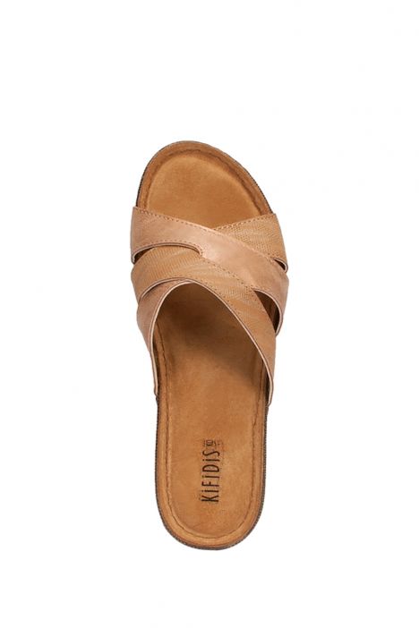 200718-SY Kifidis-Natura Kadın Çapraz Bantlı Topuklu Terlik 36-40 -BT Camel - 55C