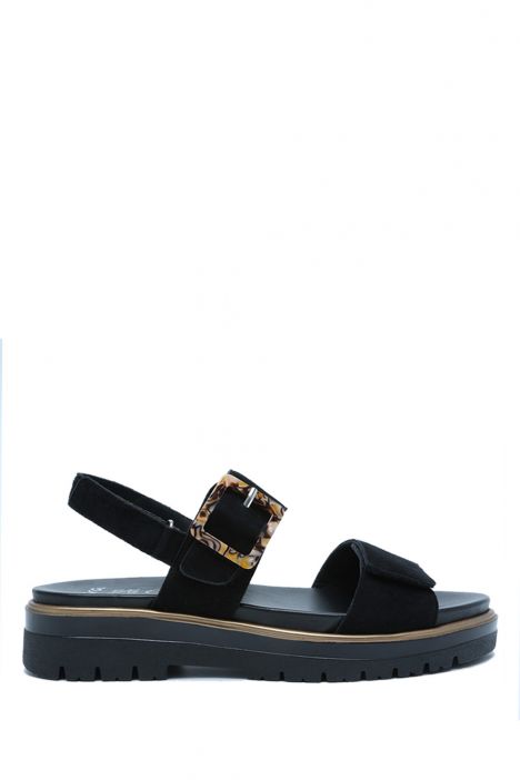 21003 Ara Shoes Malaga Kadın Süet Sandalet 36-41 BLACK - 01
