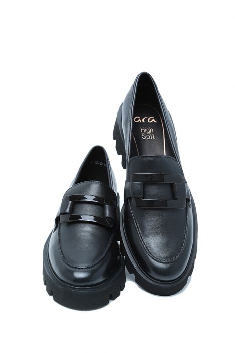 21703 Ara Shoes Oxford Kadın Deri Loafer 3.5-7.5 01 CLUBCALF , BLACK