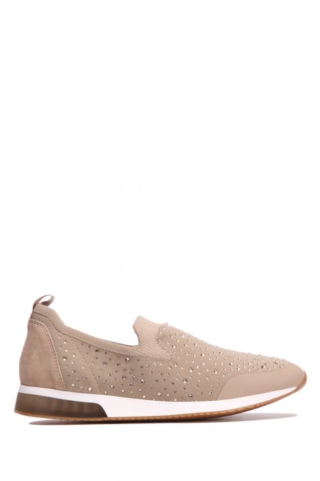 24068 Ara Shoes Kadın Taşlı Anatomik Ayakkabı 3.5-8.0 FOIL,WOV/VEL,SAND - 06FWS