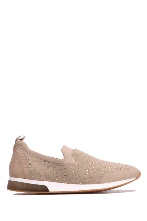 24068 Ara Shoes Kadın Taşlı Anatomik Ayakkabı 3.5-8.0 FOIL,WOV/VEL,SAND - 06FWS