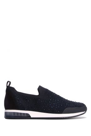 24068 Ara Shoes Kadın Taşlı Anatomik Ayakkabı 3.5-8.0 FOIL,WOV/VEL,BLUE - 02FWB