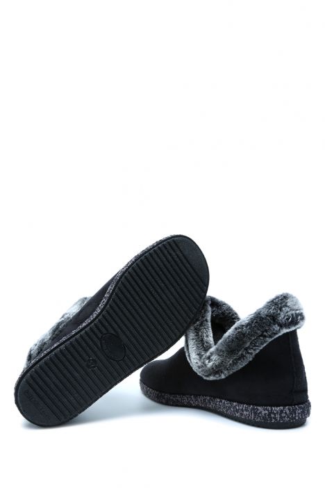 2407 Kifidis Home Kadın Keçe Ev Ayakkabısı 36-41 Siyah/Negro