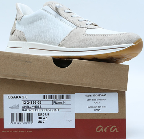24836 Ara Shoes Osaka Kadın Easy 2 Go Sneaker 3.5-7.5 05 SHELL,WEISS
