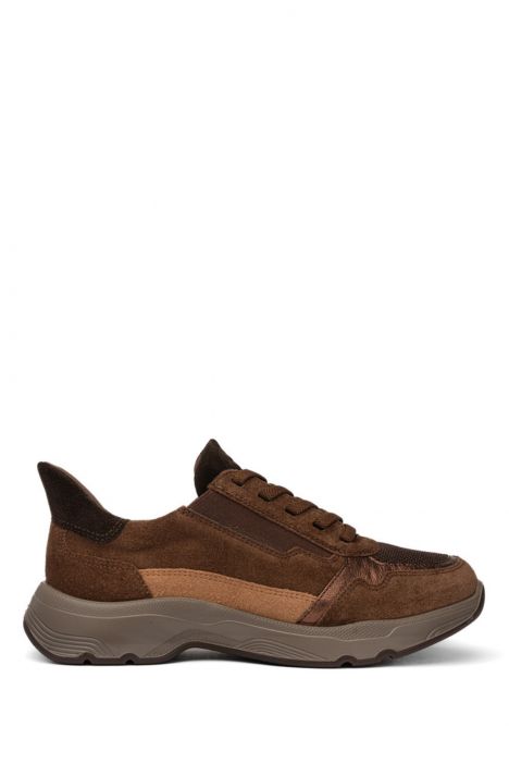 25816 Ara Shoes Boston Kadın Easy 2 Go Sneaker 36-42 03 KALBVELOUR,KNIT-S,CRUNCH-MET , MOCCA