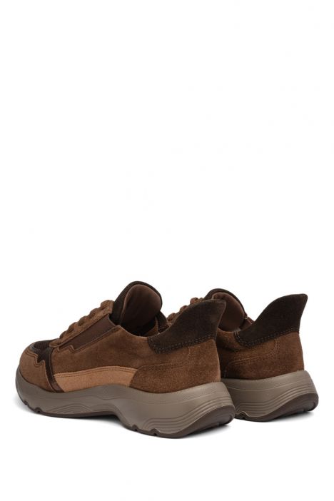 25816 Ara Shoes Boston Kadın Easy 2 Go Sneaker 36-42 03 KALBVELOUR,KNIT-S,CRUNCH-MET , MOCCA