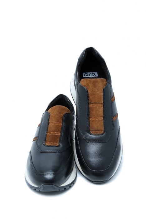 26804 Ara Shoes Meo Erkek Deri Sneaker Ayakkabı 40-46 01 CERVOCALF, H-VELOUR, SCHWARZ