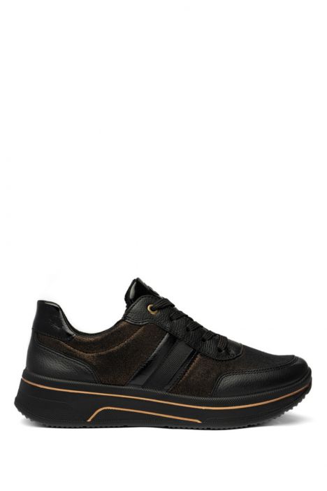 27553 Ara Shoes Sapporo Kadın Deri Yürüyüş Ayakkabısı 3.5-7.5 01 GAU-CA,GLIT-STR-S,CRUN-LA , SCHWARZ
