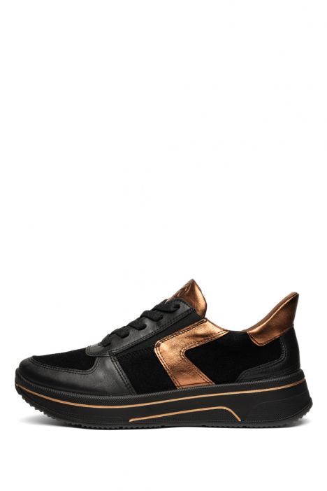 27557 Ara Shoes Sapporo Kadın Easy 2 Go Sneaker 3.5-7.5 01 CLUBCALF,SOFT-S,KALBVELOUR,CRU , SCHWARZ