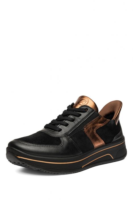27557 Ara Shoes Sapporo Kadın Easy 2 Go Sneaker 3.5-7.5 01 CLUBCALF,SOFT-S,KALBVELOUR,CRU , SCHWARZ